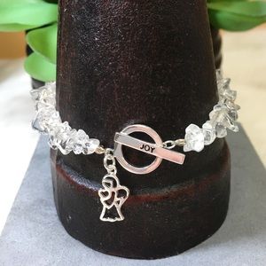 Stretchy Quartz Sterling Angel Charm Joy Bracelet